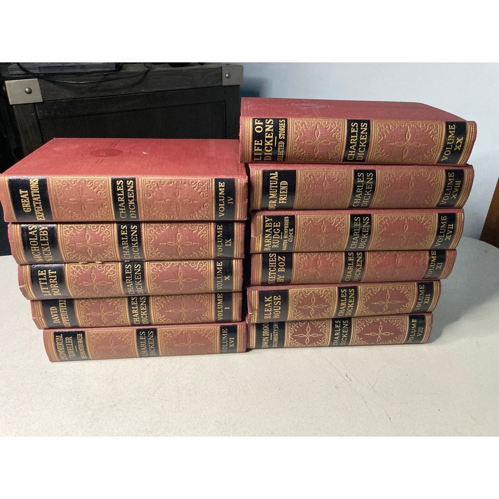Charles Dickens 11 Book Set Cleartype Edition Books Inc Vintage Hardcover Red